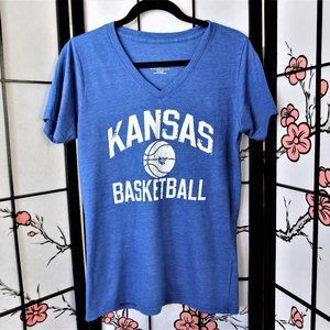 Blue Andrew Wiggins Kansas Basketball Women's V Neck T-shirt Size Large